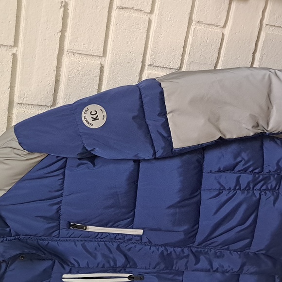 Kenneth Cole New York Blue/Gray Hooded Winter puffer Coat. Size Large NWT - Picture 8 of 16